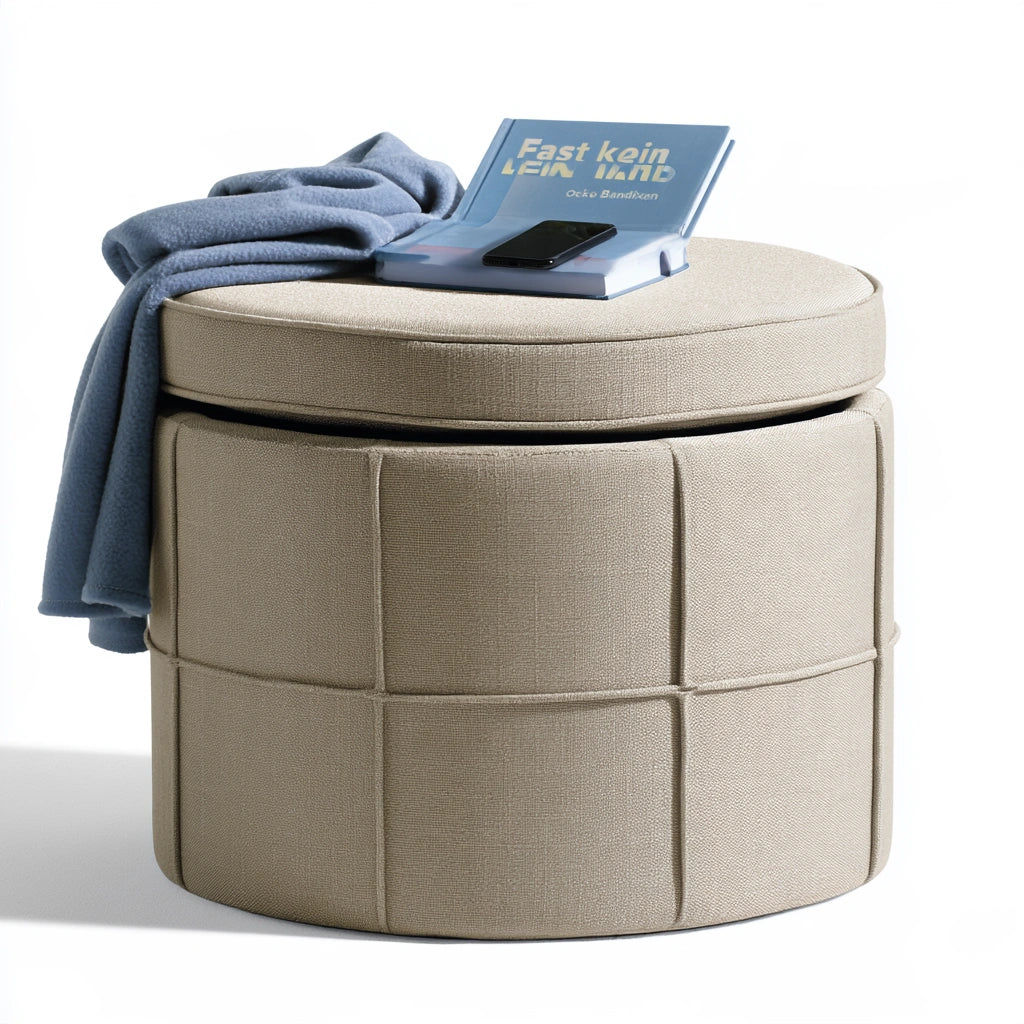 Pouf contenitore, colore beige